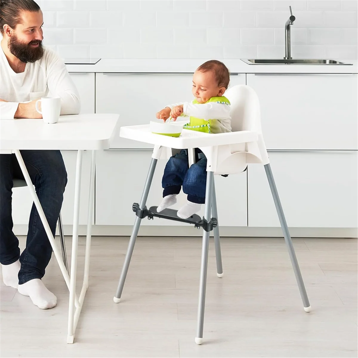 High Chair Footrest Non-Slip High Chair Foot Rest Height Adjustable Highchair Footrest Polypropylene Footstool