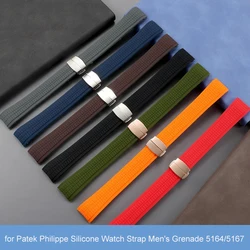 Soft Silicone Watch Band Aquanaut For Patek Philippe 5164A 5167A 5168A Rubber Bracelet Curved End Watch accessories Straps 21mm
