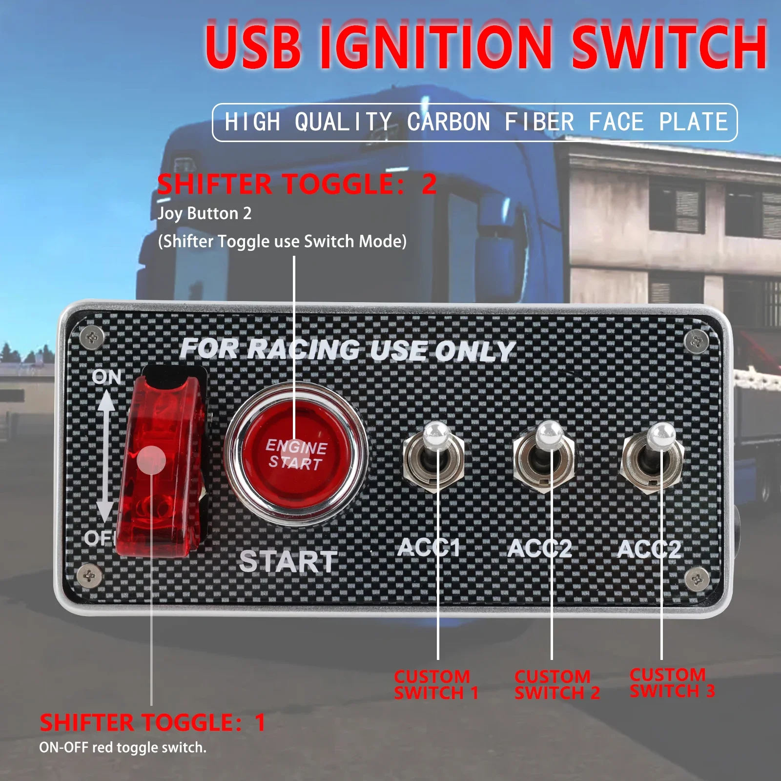 Imagem -06 - Led de Fibra de Carbono Painel de Alternância de Ignição Botão de Início do Motor para pc Jogo de Corrida 12v