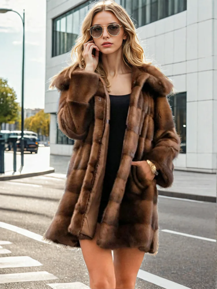 DEAT Fashion Women\'s Faux Fur Coat Hooded Covered Button Loose Thick Warm Imitation Mink Fur Jacket Winter 2024 New Tide 7AB5406