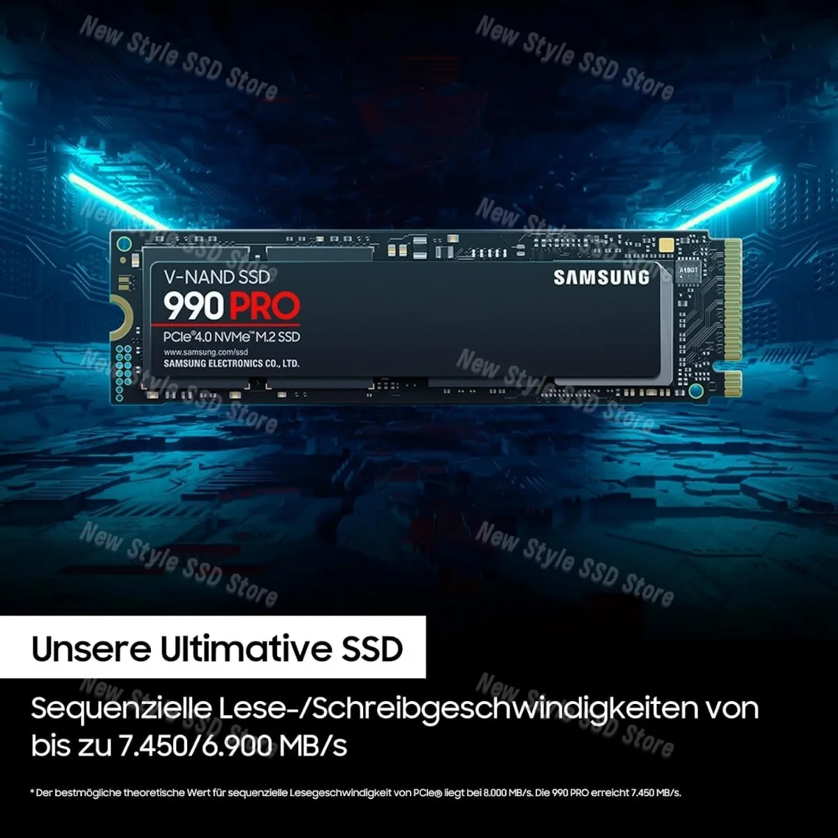 FOR 990 PRO NVMe M.2 SSD, 2 TB, PCIe 4.0, 7,450 MB/s Read, 6,900 MB/s Write, Internal SSD, for Gaming and Video Editing