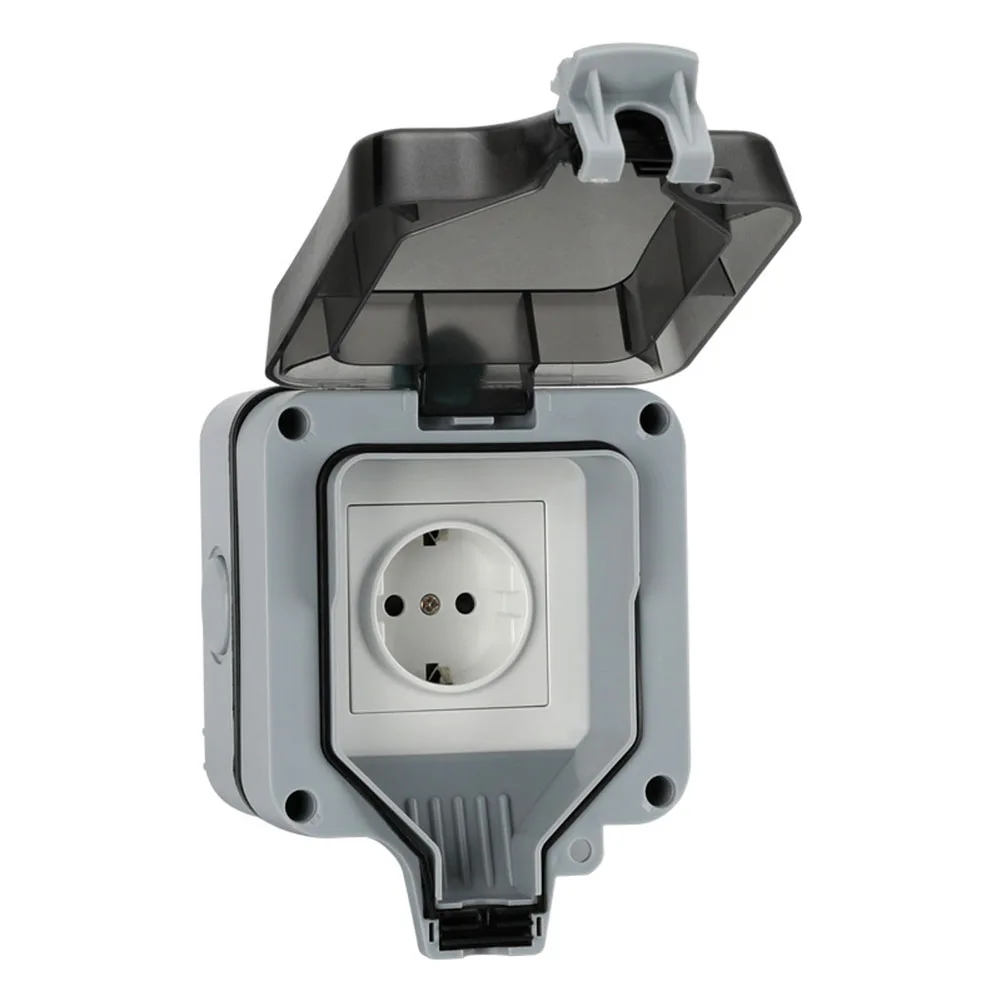 

EU Type Socket 16A Switch Socket Dust And Water Protection Hassle-Free Installation Bathroom Use For Garden Tools
