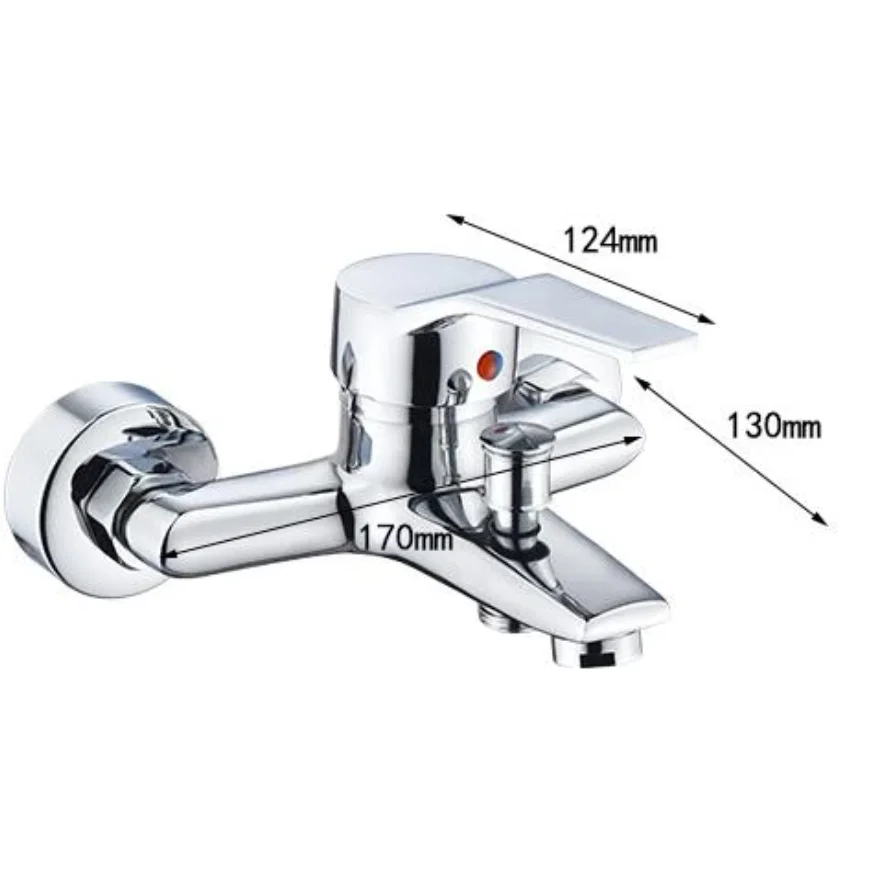 Bath Shower Faucet Exposed Shower Valve Chromed Brass Mixer Valve Wall Mounted 2-Outlets 6662