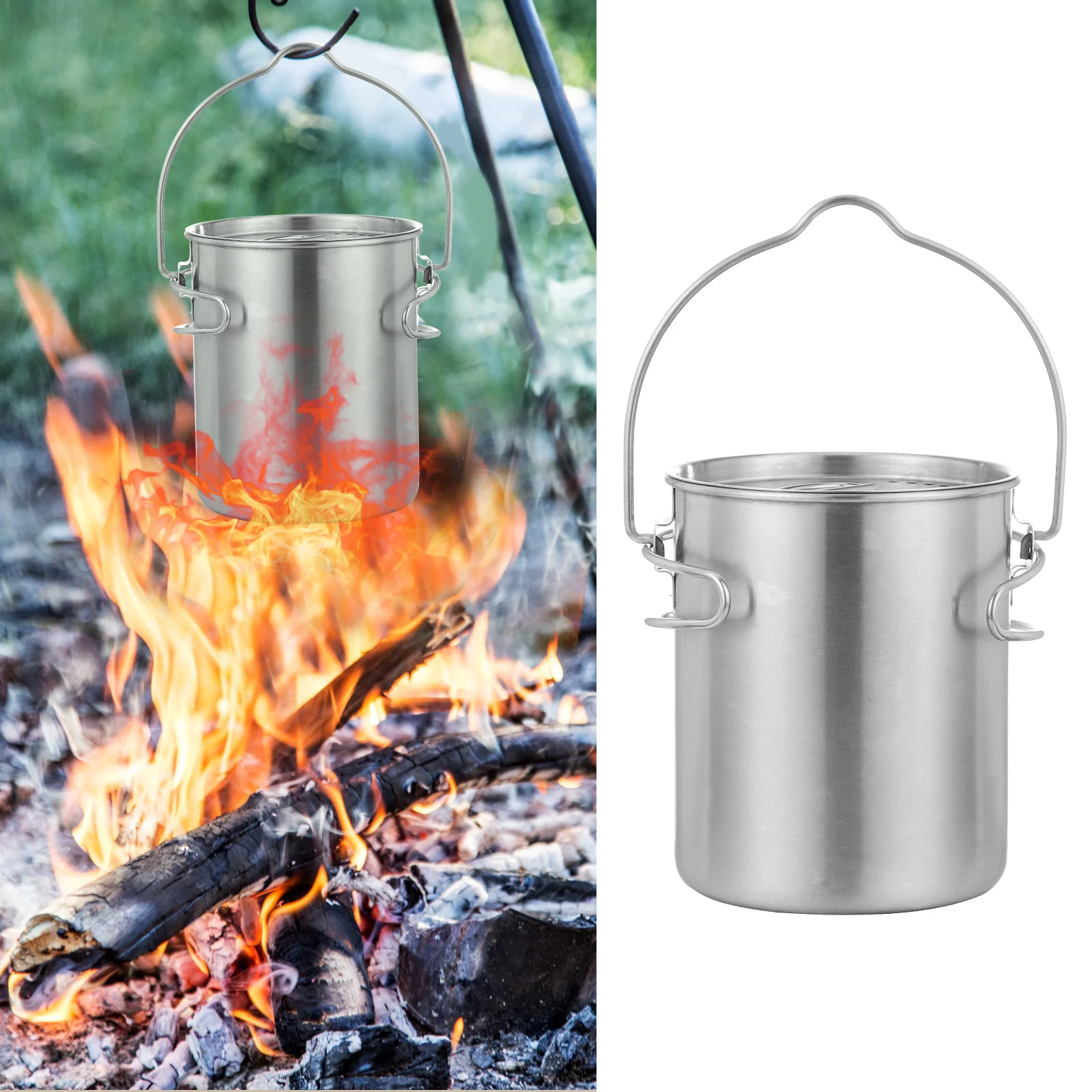 

1pc Stainless Steel Coffee Cup Durable Lightweight Portable Outdoor Camping Mug For Beer Beverage Round Edge Easy Clean Multi