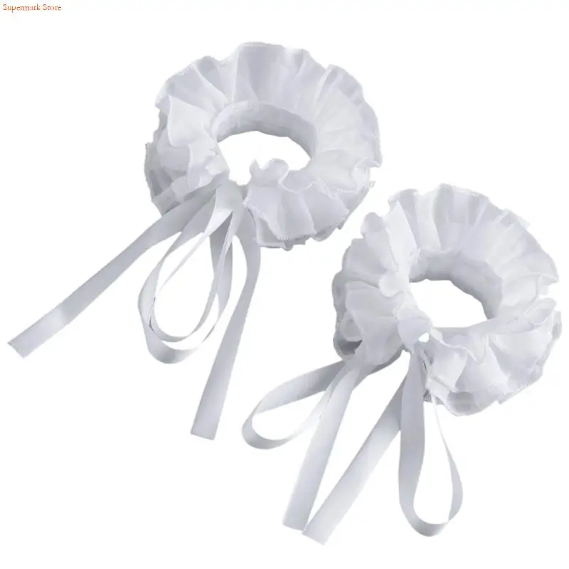 Q5WE تصميم كشكش الأكمام الزخرفية أصفاد للذراع أنيقة الطبقات فو الأكمام الذراع ملحق للنساء الاستخدام اليومي حدث خاص #3