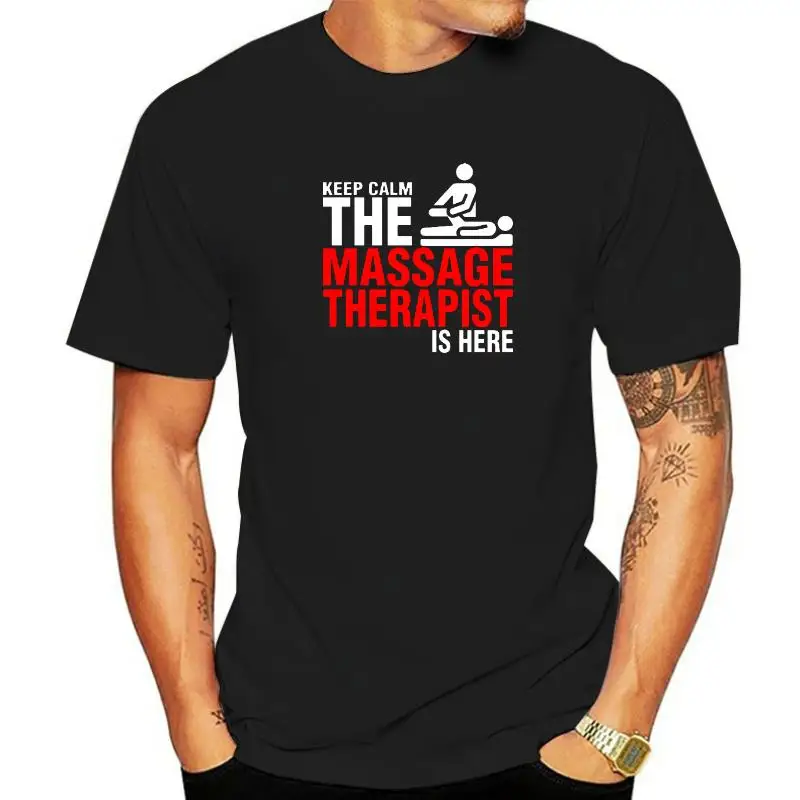 Funny Keep Calm Massage Therapist T Shirt Men Black Tops Tees Letter Clothing Formal Occupation T-shirt Slim Fit Summer