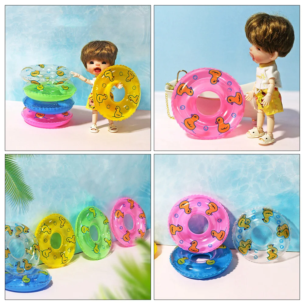 10 Pcs Duckling Swimming Ring Mini House Rings Miniature Decors Floaties Pvc Accessories Tiny Baby Pool