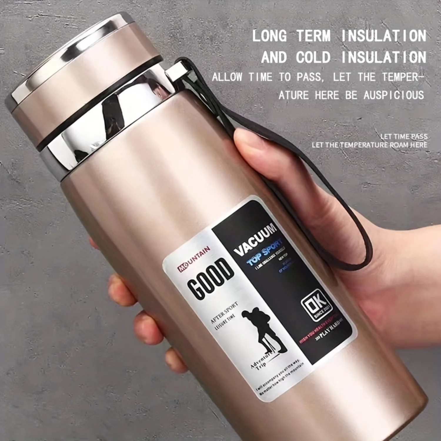 

1000ml 316 Stainless Steel Insulated Cup, Large Capacity Tea & Water Bottle for Outdoor Camping Travel - Portable & Durable