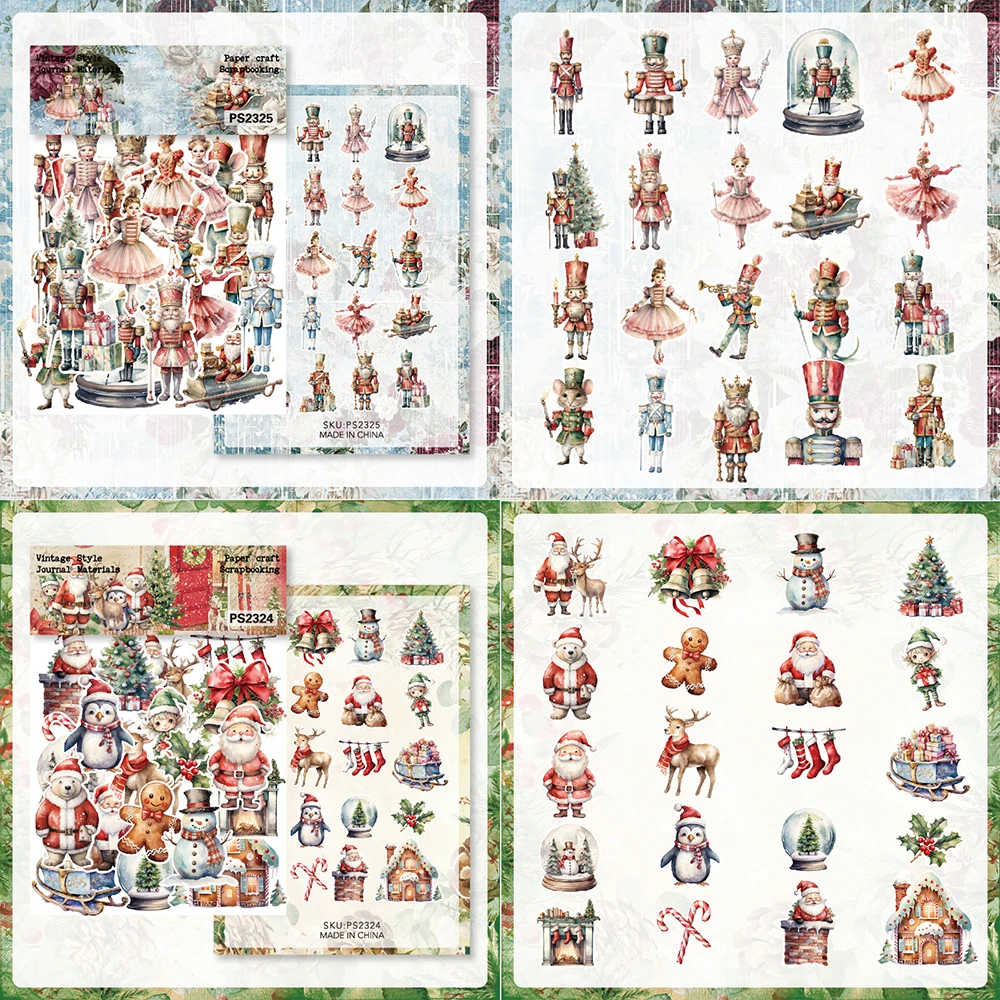 40Pcs Cartoon Christmas Sticker Pack DIY Scrapbooking Album Handbook Decoration Material Sticker Stationery