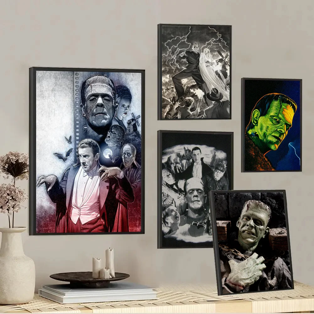 1pc Retro Frankenstein Universal Monster Poster Self-adhesive Art Waterproof Paper Sticker Coffee House Bar Room Wall Decor