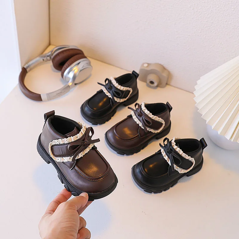 

2025 г., модная кожаная обувь для девочек, весенне-осенняя детская повседневная школьная обувь Мэри Джейн, милые детские туфли принцессы на плоской подошве для выступлений