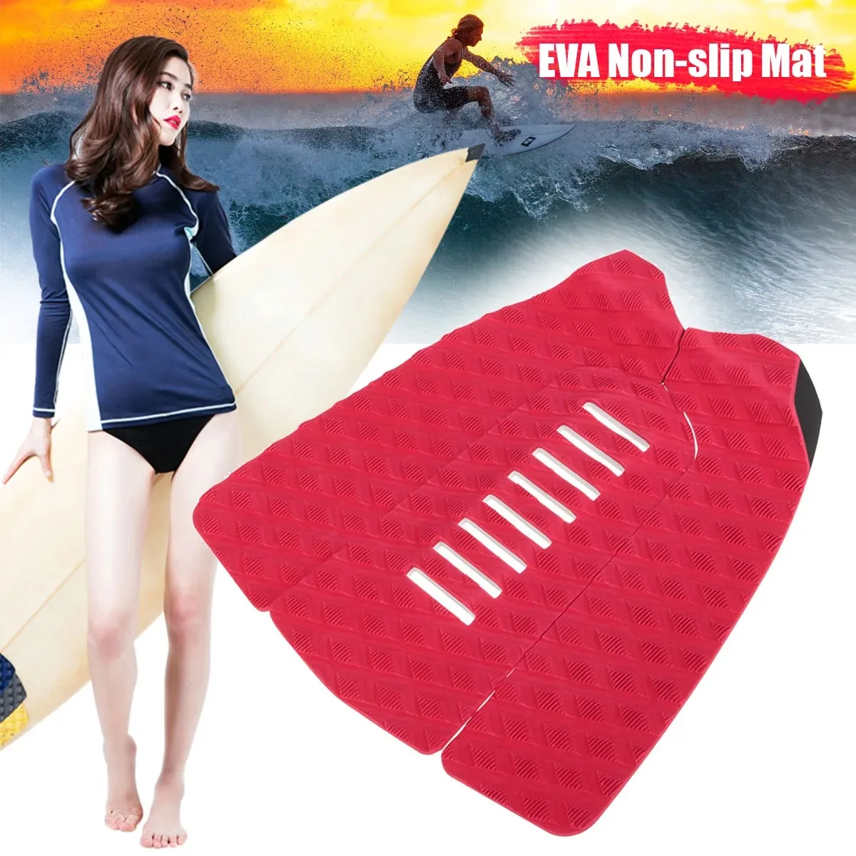 

3pcs Surfboard Anti-slip Mat EVA Grip Traction Pad Surf Deck Tail Pads Paddle Mat Outdoor Water Sport Surfing