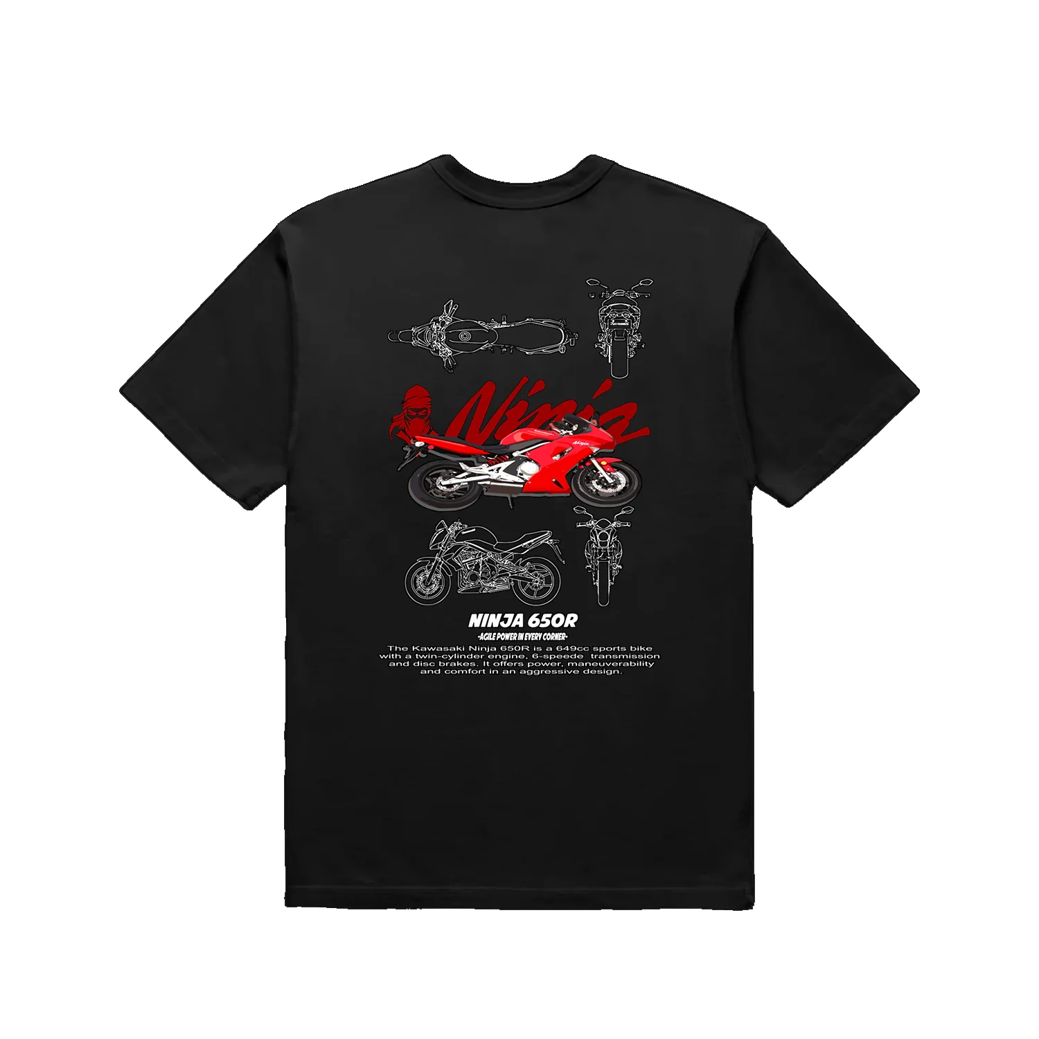 

Kawasaki Ninja 650R Themed T-shirt Retro Style Outdoor Equipe Unisex Summer Quick dry Rider Motorcycle T-shirt Cool Gift