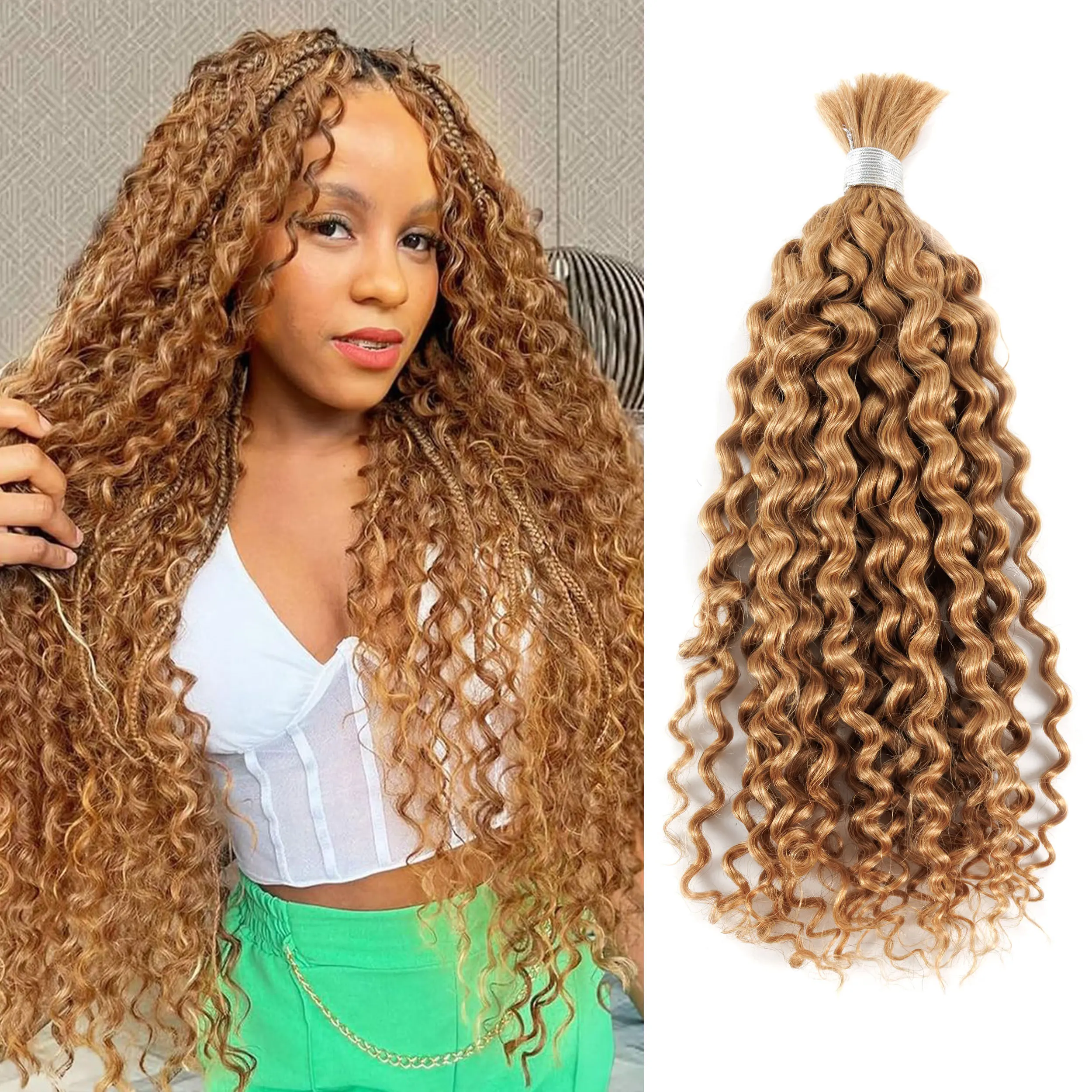 

100 г глубокие вьющиеся необработанные человеческие волосы для плетения без утка, двойные нарисованные волосы, объемные наращивания