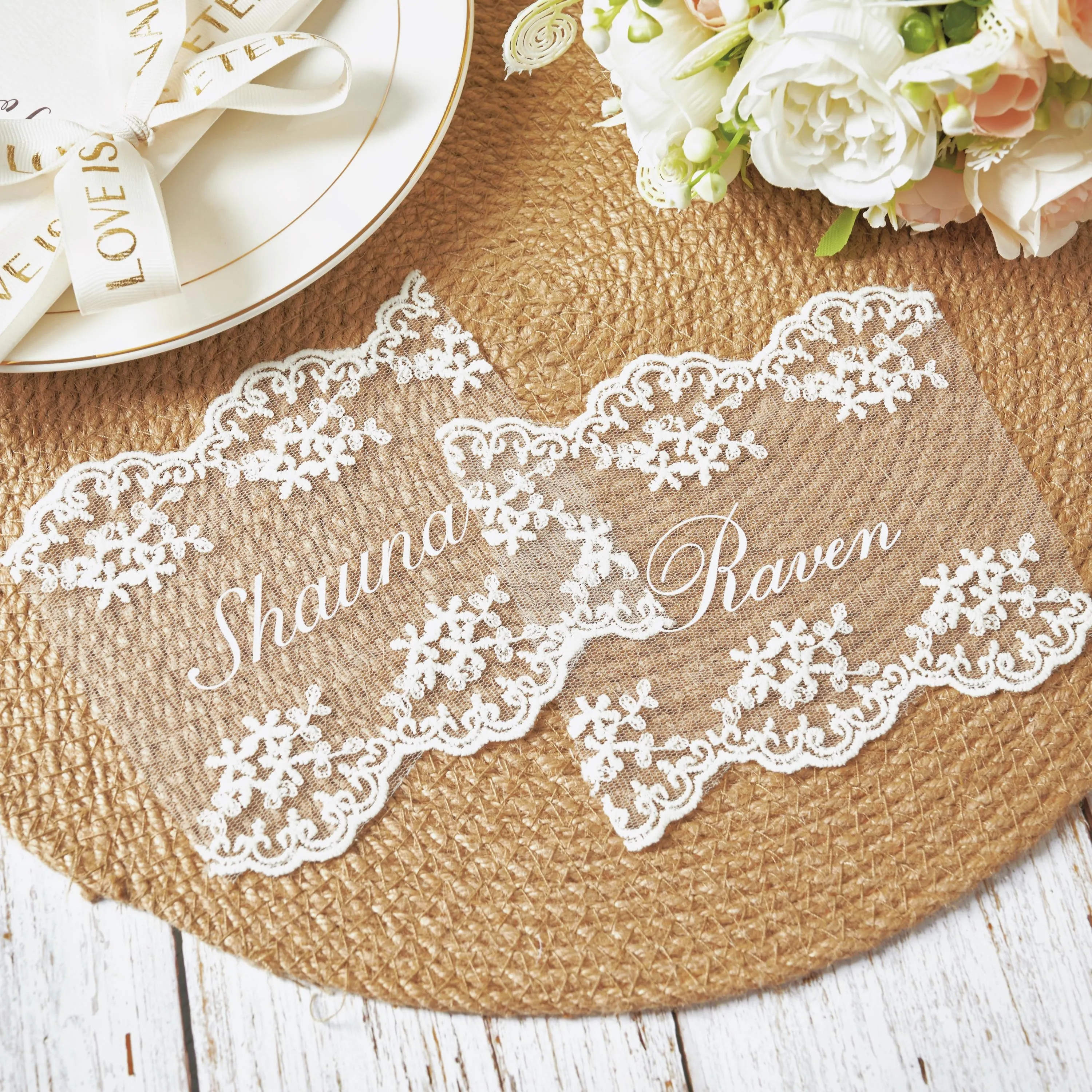 Personalized Lace Place Cards Personalised Wedding Name Cards Vintage Table Settings Custom Wedding Decor Keepsake - view 5