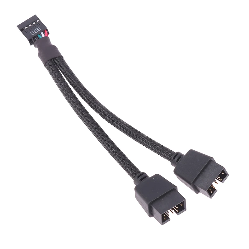 1pc placa-mãe do computador cabo de extensão usb 9 pinos 1 fêmea para 2 macho y divisor áudio hd cabo de extensão para pc diy 15cm