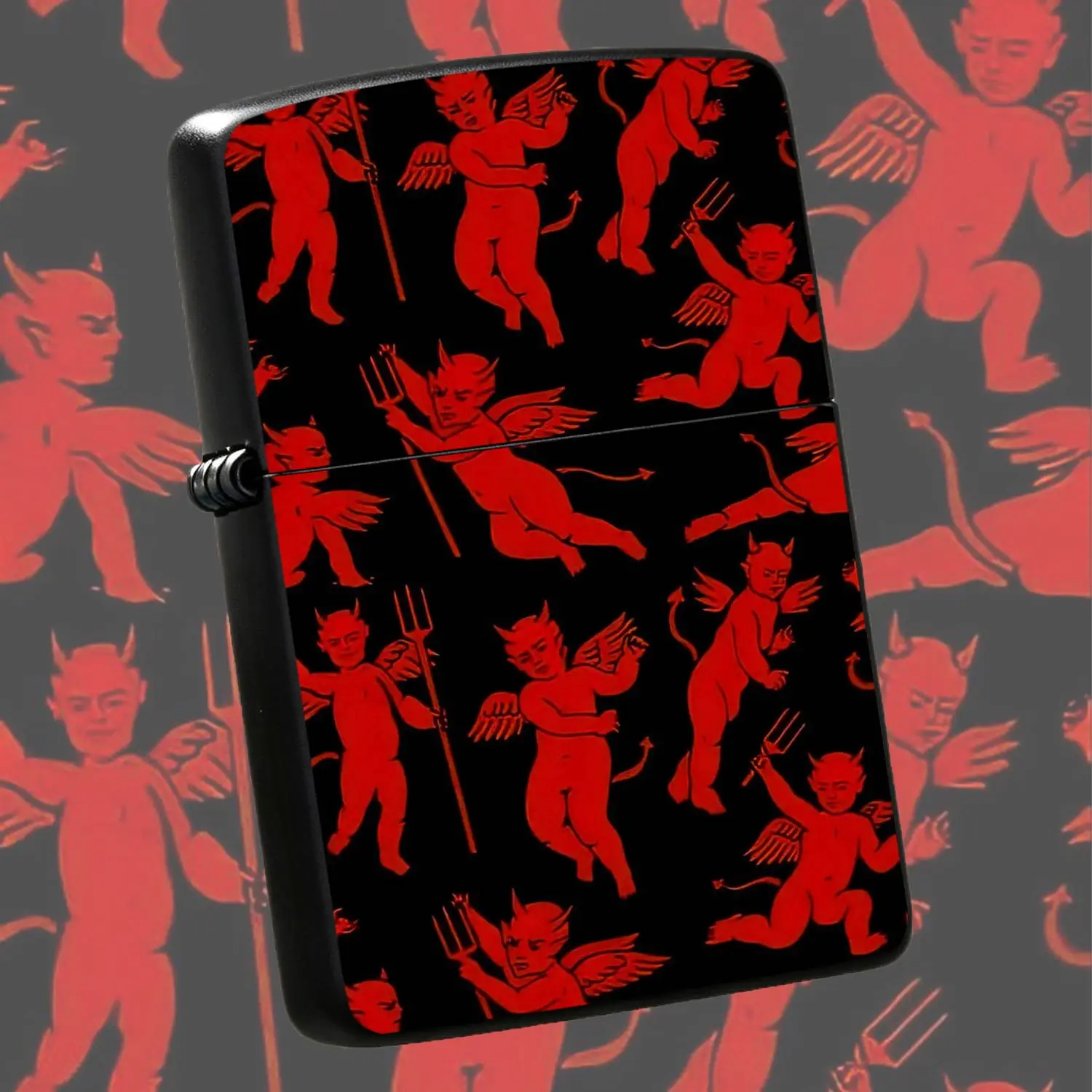 Retro Cute Little Devil Pattern Lighter, Dark Stylish Aesthetic Portable Daily Accessory, Practical Exquisite Gift for Your Friends and Hobby Partners, Perfect for All Kinds of Daily Scenarios, D A Humorous And Interesting Lighter