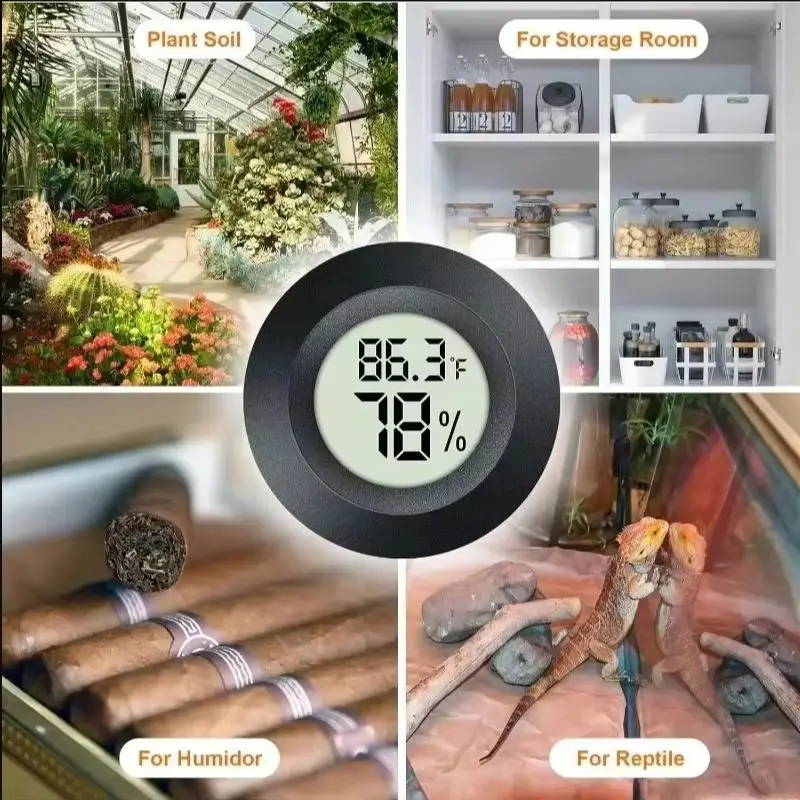 4PCS Compact fridge temperature humidity sensor tester, wide temp range digital thermo-hygrometer for refrigerator and freezer