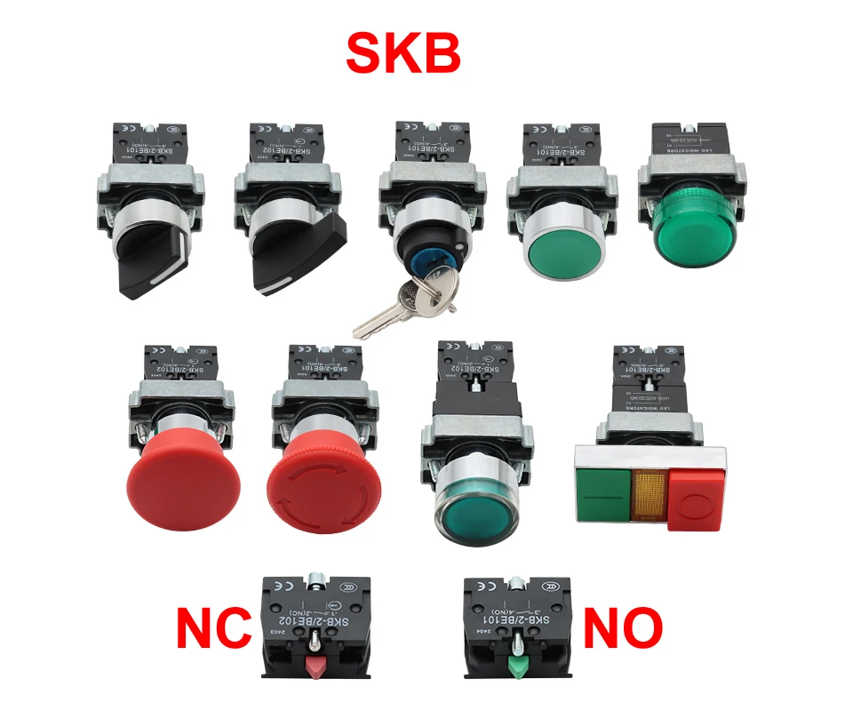 OMCH Drucktastenschalter mit Selbstrückstellung SKB2, kleiner Pilzkopf-Not-Aus-Schalter, 22mm Drehknopf, Schlüsselstart, Inching-Funktion, Einschalten – Detail 12
