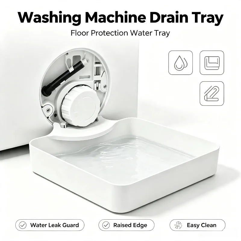 Front Load Washer Water Catcher Tray Laundry Maintenance Tool Washing Machine Drain Pan Anti‑Spill Floor Protector Tray for Home