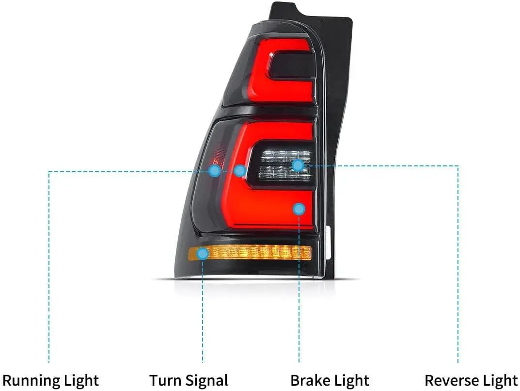 LED Tail Light Assembly for Toyota 4Runner 4th GEN 2003-2009 3D Start-up Animation Turn Signal Black OffRoad Rear Lamp Accessory