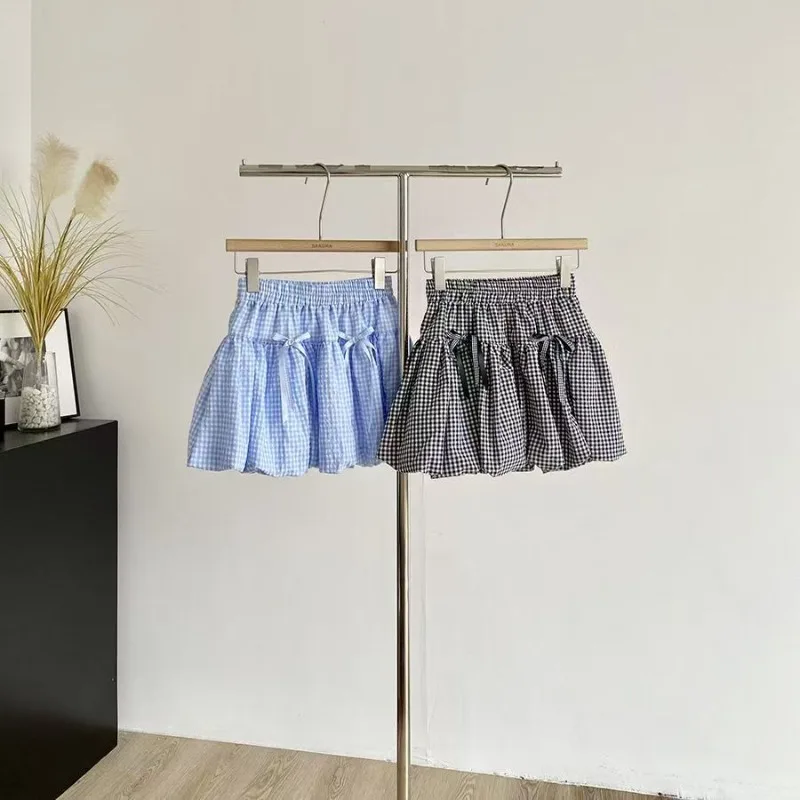 Small Puffy Skirt Plaid Bud Skirt Summer 2026 New Niche High Waist Anti-light Puffy Skirt