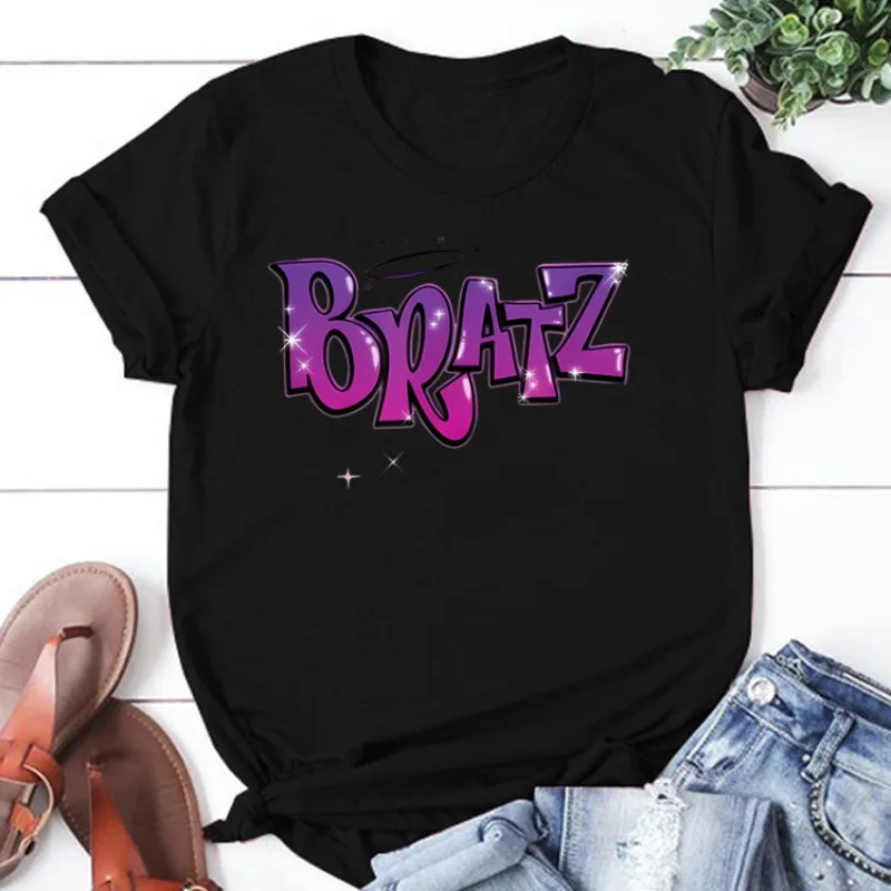 Bratzs Cartoon lato Trendprint t-shirt kobiety luźny projekt Casual krótki rękaw Harajuku koszulka Anime odzież damska 2024