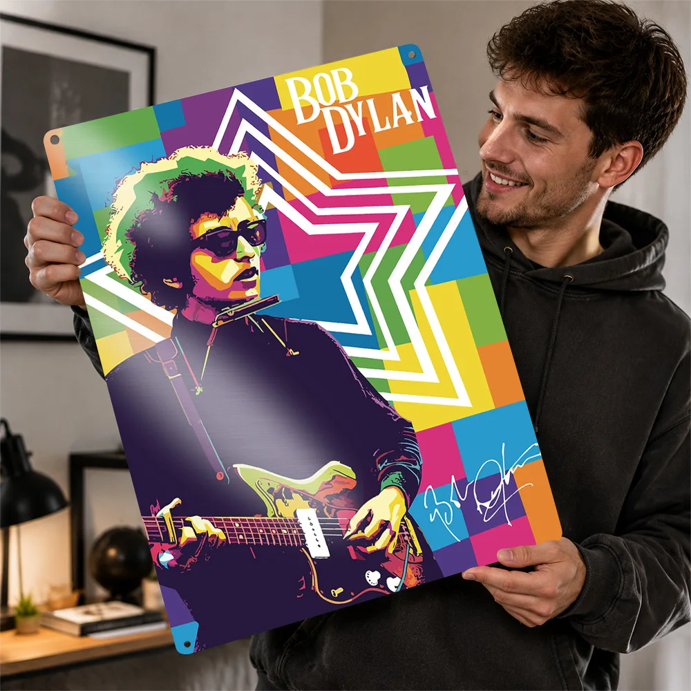 Bob Dylan Portrait Aluminum Poster Customized Metal Sign Alternative Icon Wall Art Made For Listening Lounges And Music Lovers