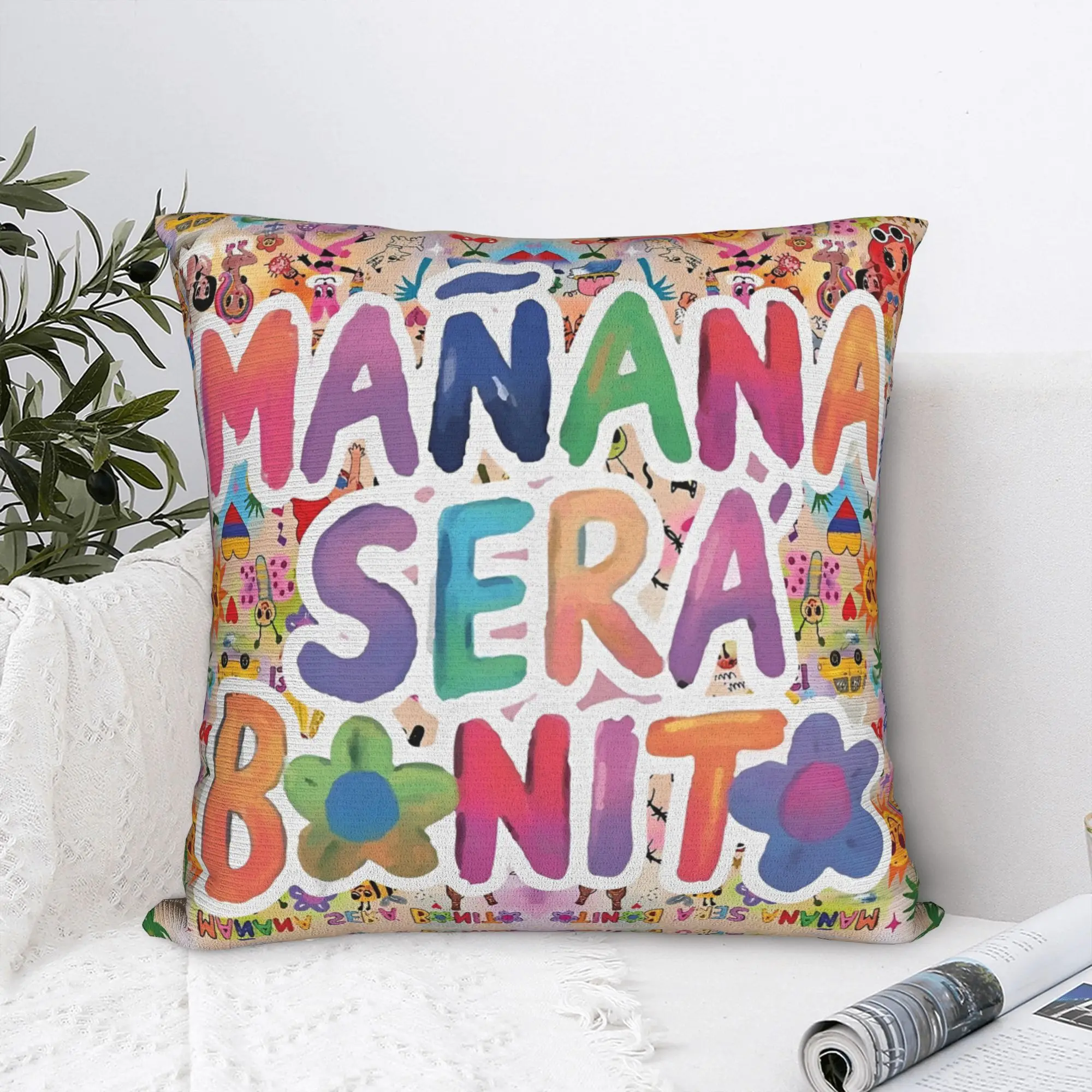 Karol G Manana Sera Bonito Pillowcase Printed Polyester Cushion Cover Decor  Throw Pillow Case Cover Bedroom Zipper 45*45cm