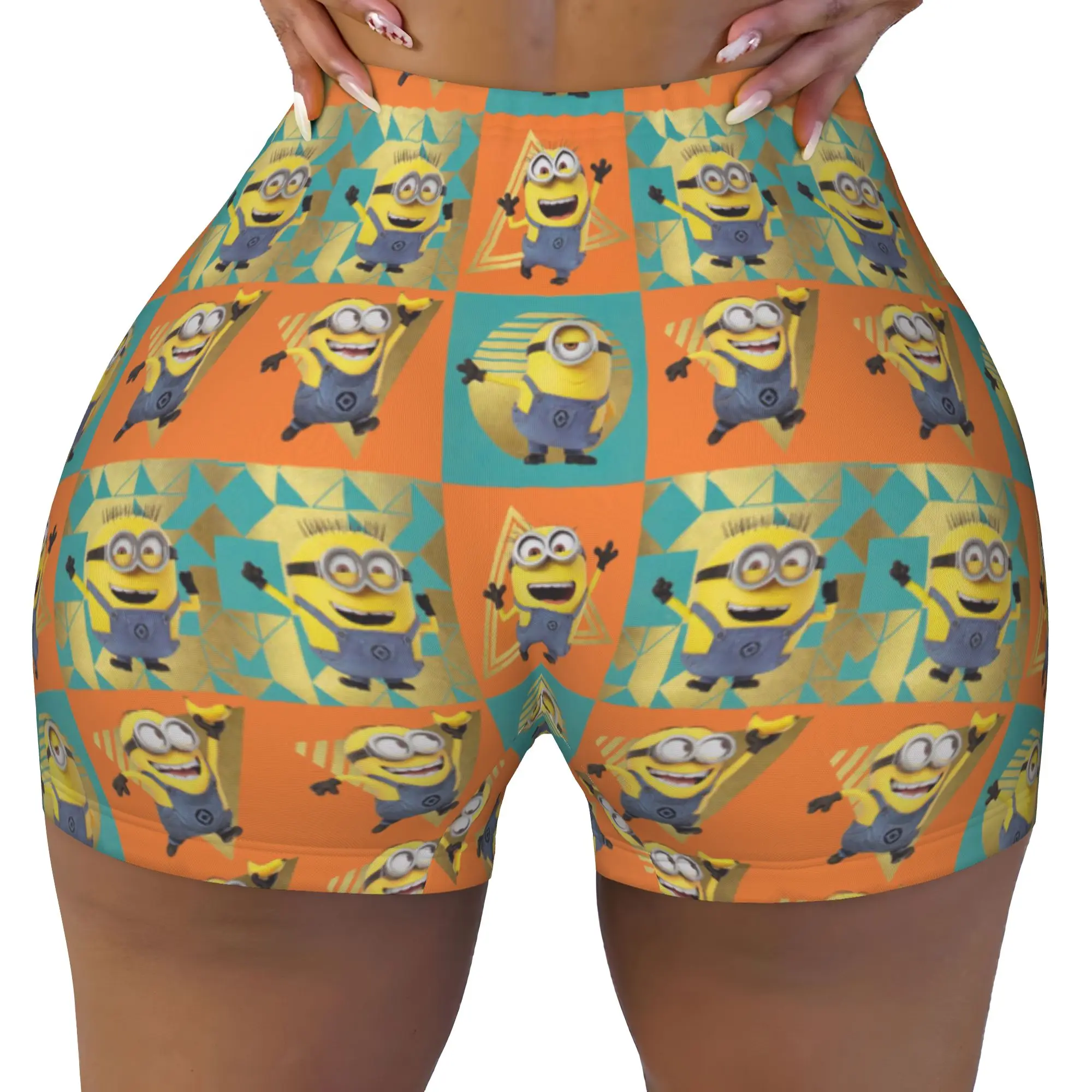 Custom M-Minioned Manga Volleyball Biker Gym Shorts Women Anime Athletic Workout Yoga Shorts