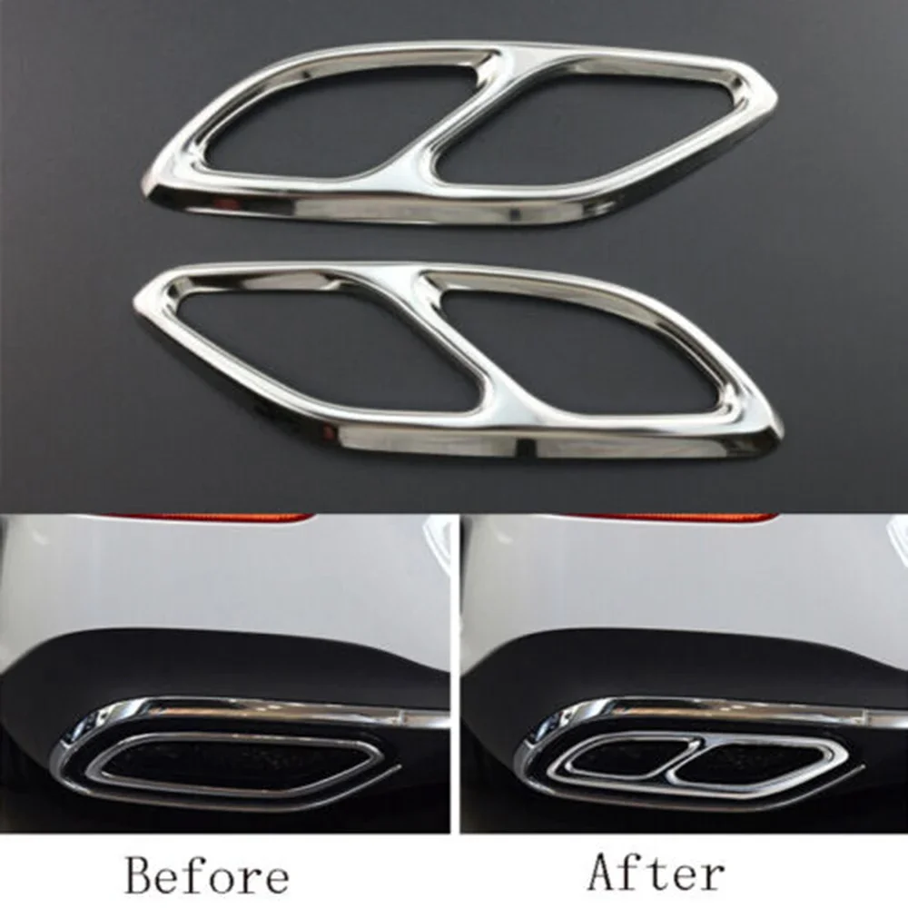 

2Pcs/Sets Black / Silver Steel Exhaust Muffler Tail Pipe Trim For Mercedes Benz CLA Class C118 W118 2020-2022
