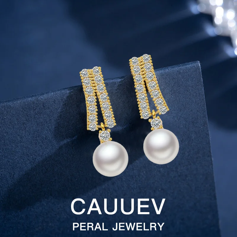 High-grade 18k gold plated natural freshwater pearl True Gold earrings Zircon Pearl Twist luxury earrings for women Brincos pend