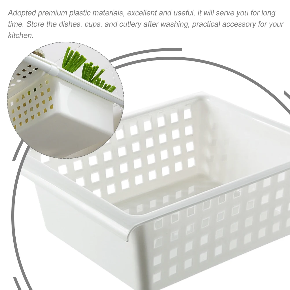 

1 set Premium Telescopic Sink Storage Box Drain Basket Multi Functional Strainer Cutlery Cups Dishes Holder Lightweight Portable