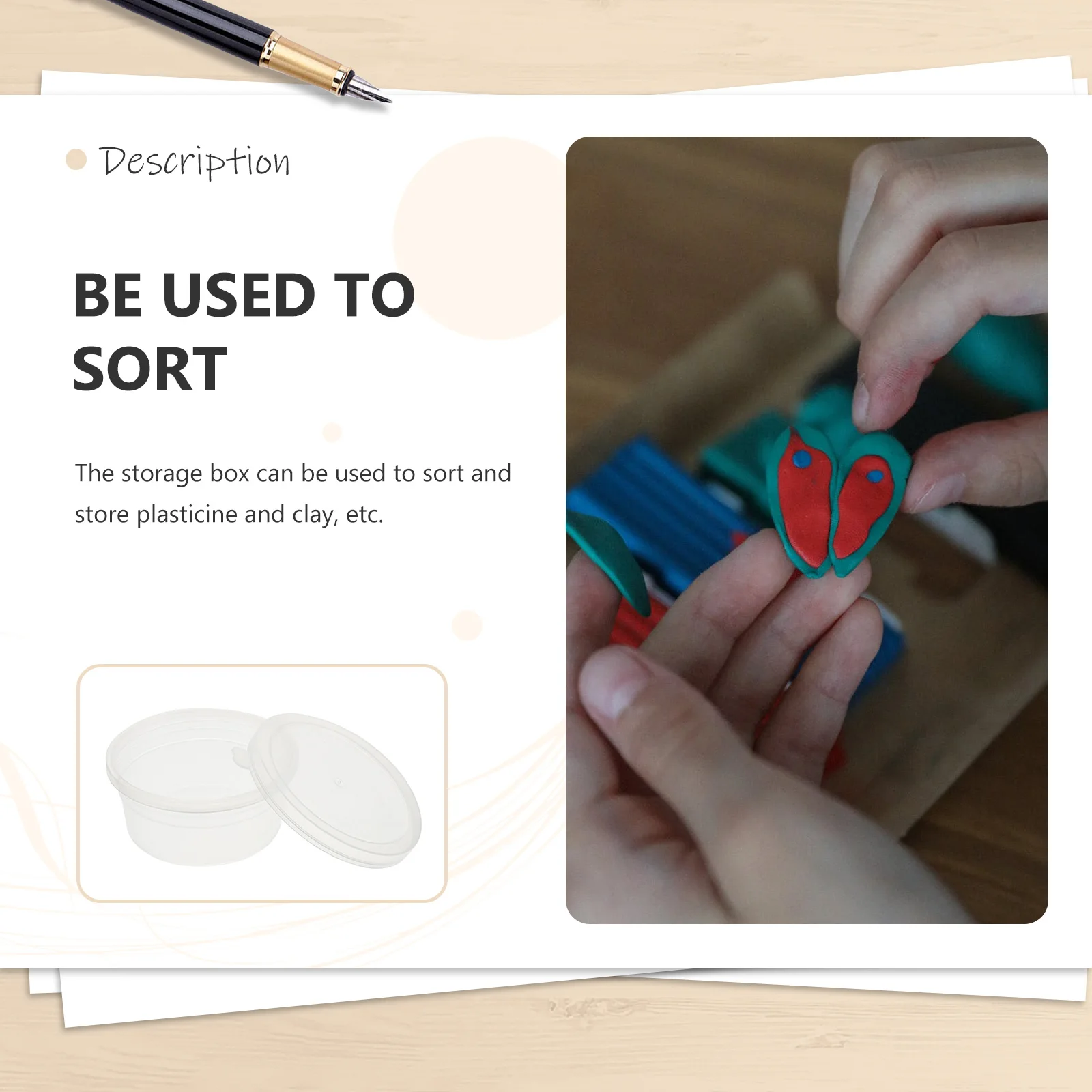

Colorful Clay Storage Box Lightweight Portable Organizer Case for Plasticine Arts Crafts Simple Holder Clear PP Material