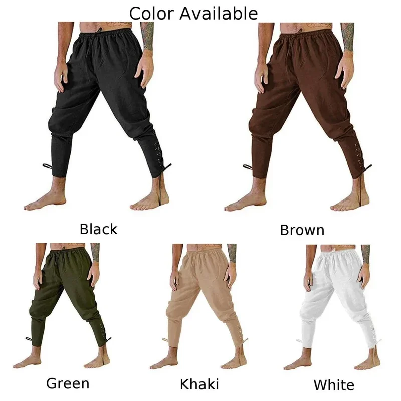 Disfraz de pantalón pirata para hombre, pantalones de vendaje gótico Medieval renacentista, pantalones cortos con cordón, disfraz de Halloween, pantalón de Cosplay para adulto