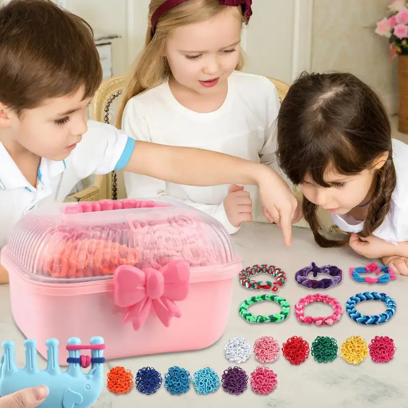 Creative Bracelet Handmade Kit Colorful Elastic Bands DIY Jewelry Making Toy Arts & Crafts Gift for Kids Birthday Party Favors