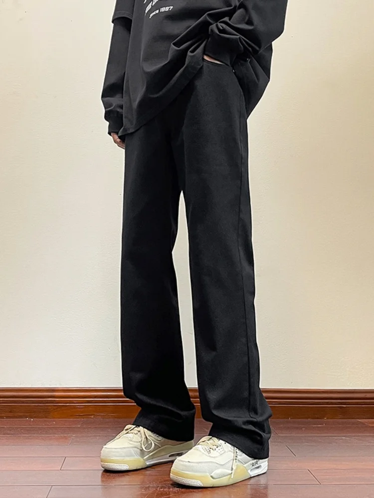 

Мужские летние тонкие джинсы Slim Fit: новые трендовые свободные широкие брюки с высокой талией, прямые, в стиле High Street