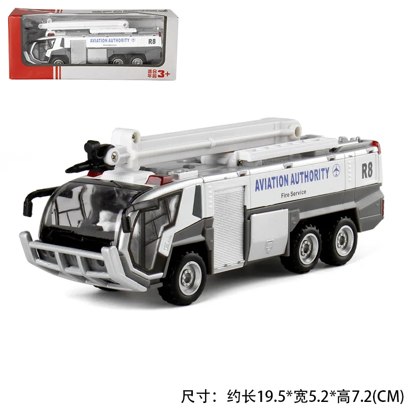 1/32 مقياس محاكاة المطار سيارة مطافئ نموذج الصوت والضوء عجلة الخلفية ث سحب الظهر مناسبة لجمع الاطفال لعبة هدية