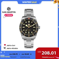 San Martin-Reloj de buceo BB54 para hombre, cronógrafo mecánico de acero inoxidable, resistente al agua, 20bar, SN0138, cristal de zafiro, 37mm, NH35