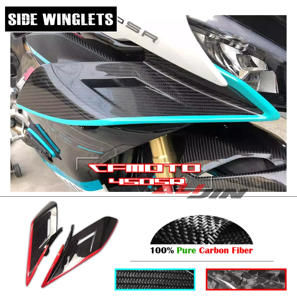 

Real Carbon Fiber Fairings Winglets Aerodynamic Side Wings Spoiler Fairing For CFMOTO 450SR 2023 2022 CF450SR Red/Blue Forged