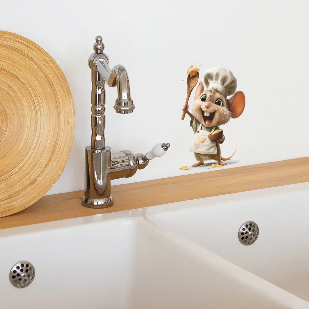 

Creative Little Mouse Pizza-Making Cartoon Wall Stickers for Kitchen Living Room Decorative Mural Decals AA238
