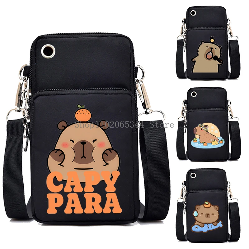 Nowa zabawna torba na telefon komórkowy Capybara damska Mini torba kurierska śliczne Anime kapibara mała torebka typu Crossbody wisząca szyja moneta