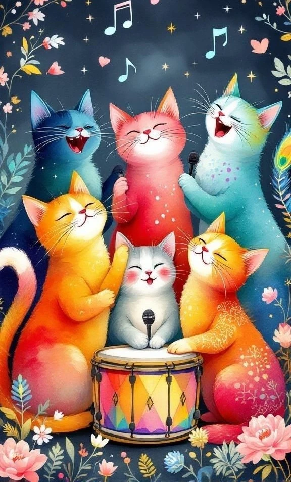 

Interesting Singing Cats Drumming 500/1000/1200/2000 PCS Jigsaw Puzzles Family Activity Game for Gameroom Bedroom Home Decor