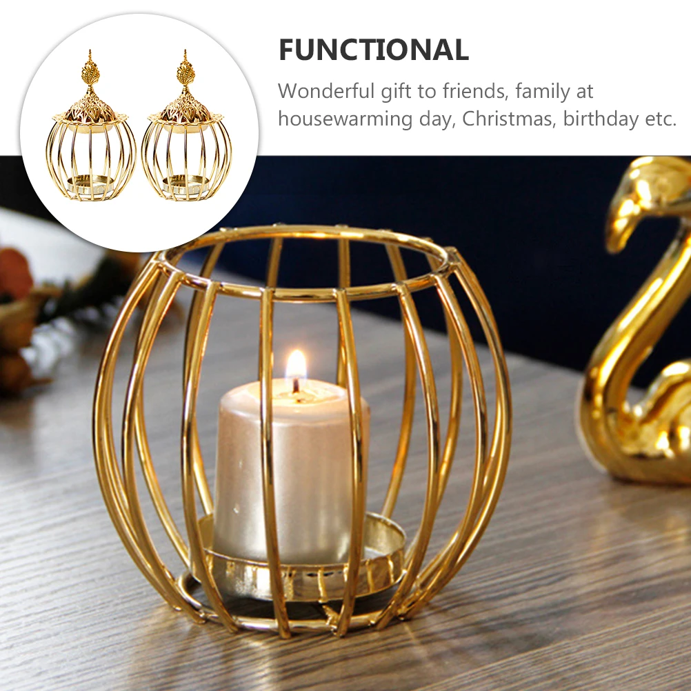 

2 Pcs Metallic Gold Incense Burner Desktop Decoration Decorative Holder Simple Room Stand Luxury