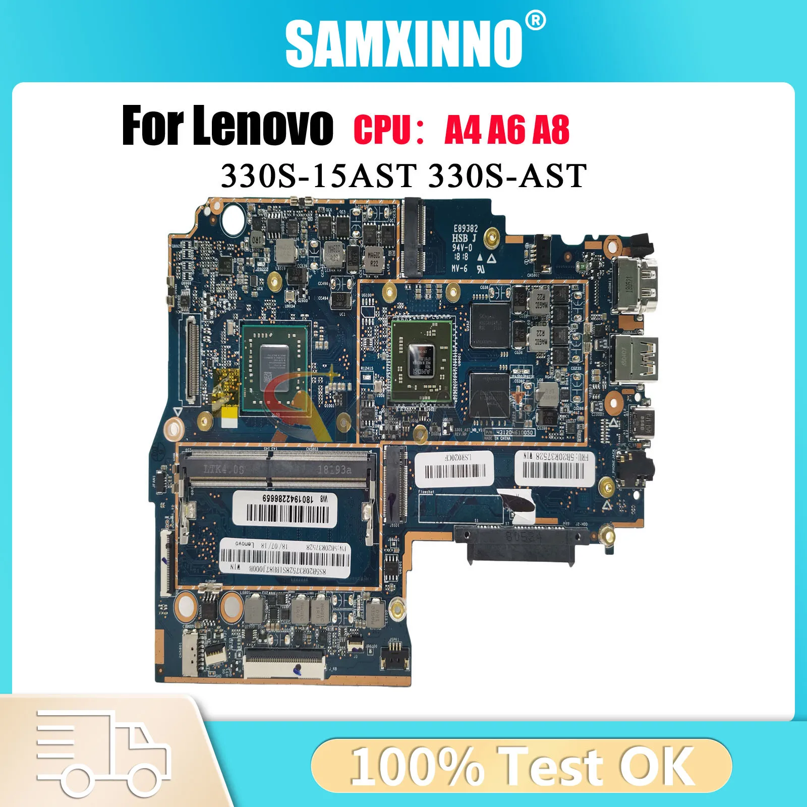 330S-15AST Laptop Motherboard Für Lenovo Ideapad 330S-15AST Mit 4GB RAM R530 2GB GPU AMD A4 A6 A9 CPU 100% Vollständig Getestet