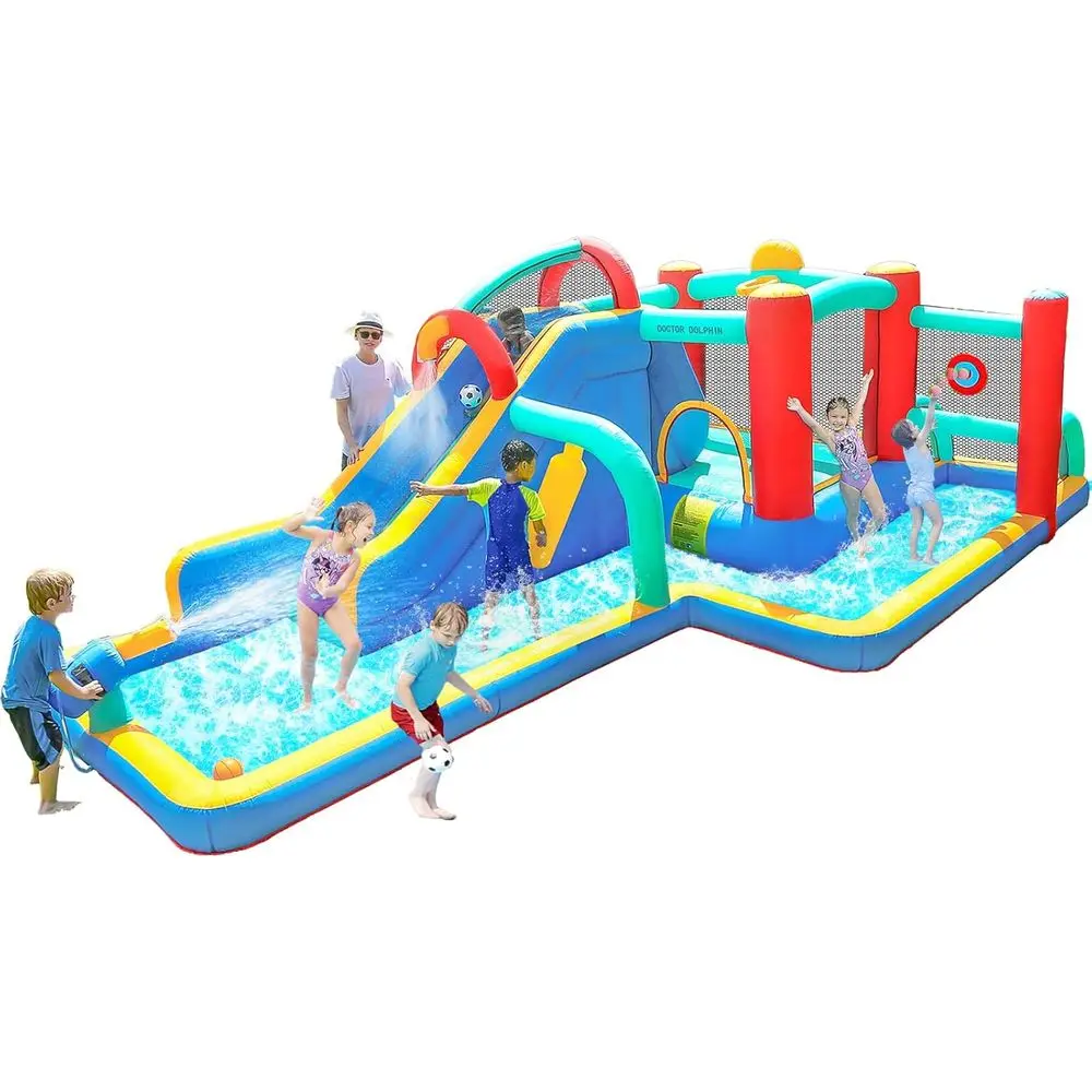 Scivoli d'acqua Iatable per bambini, casa per rimbalzo d'acqua, scivolo d'acqua per bambini gonfiabili per cortile, parco acquatico all'aperto per