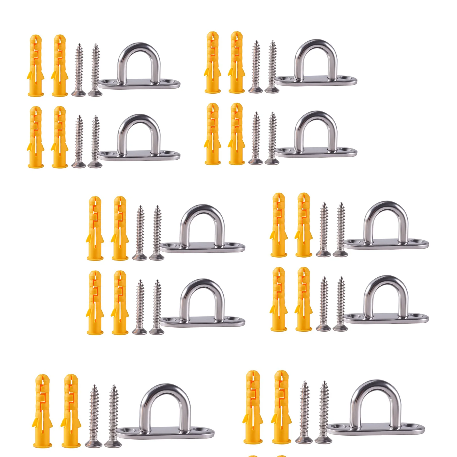 304 almofada de teto de aço inoxidável placa de olho u gancho 10 pacote m5 montagem na parede ferragem marinha grampos ganchos laço anel de metal gancho olhos