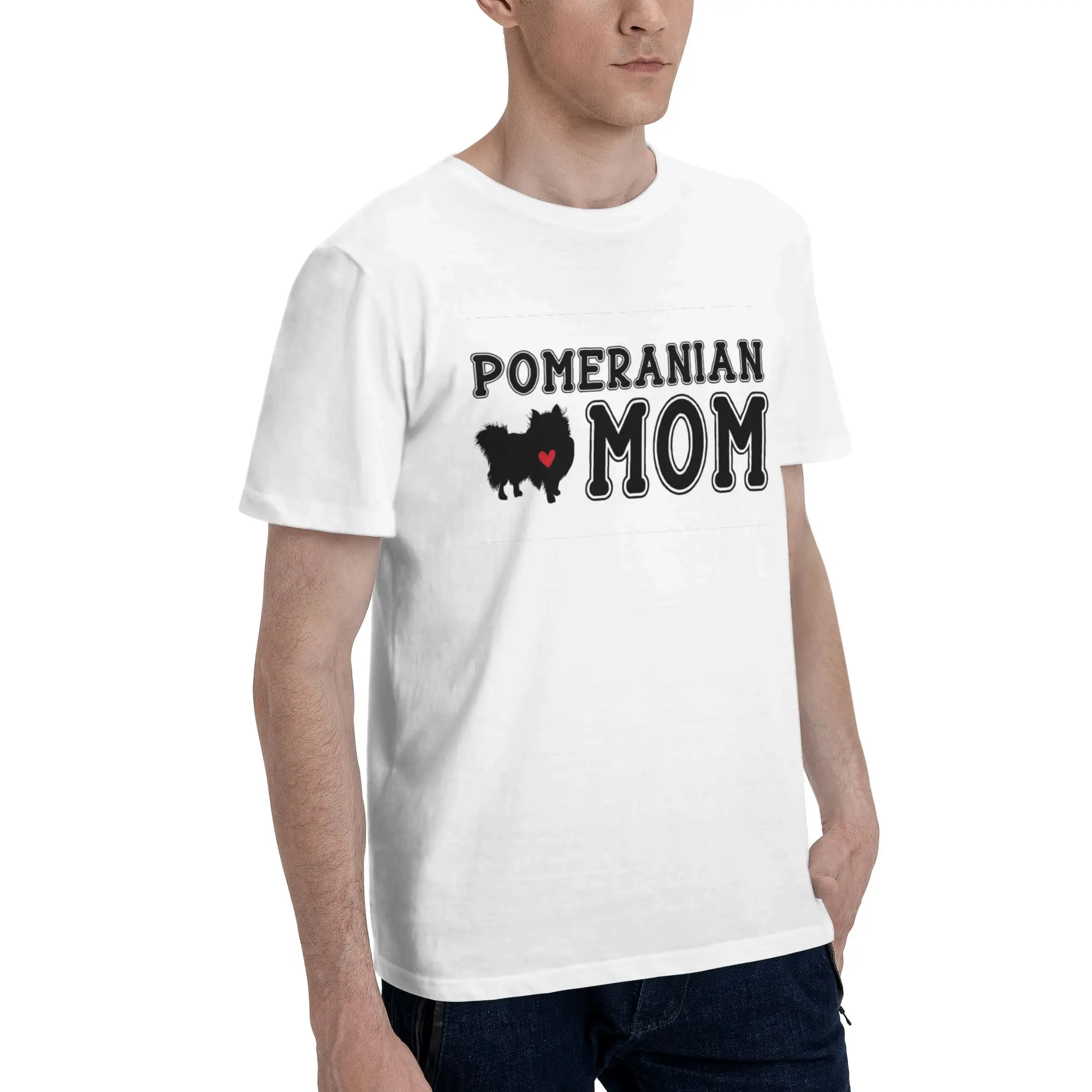 

Pomeranian Mom Men T-Shirt Oversized T Shirts Men's O-Neck Cotton Tees Short Summer Male
