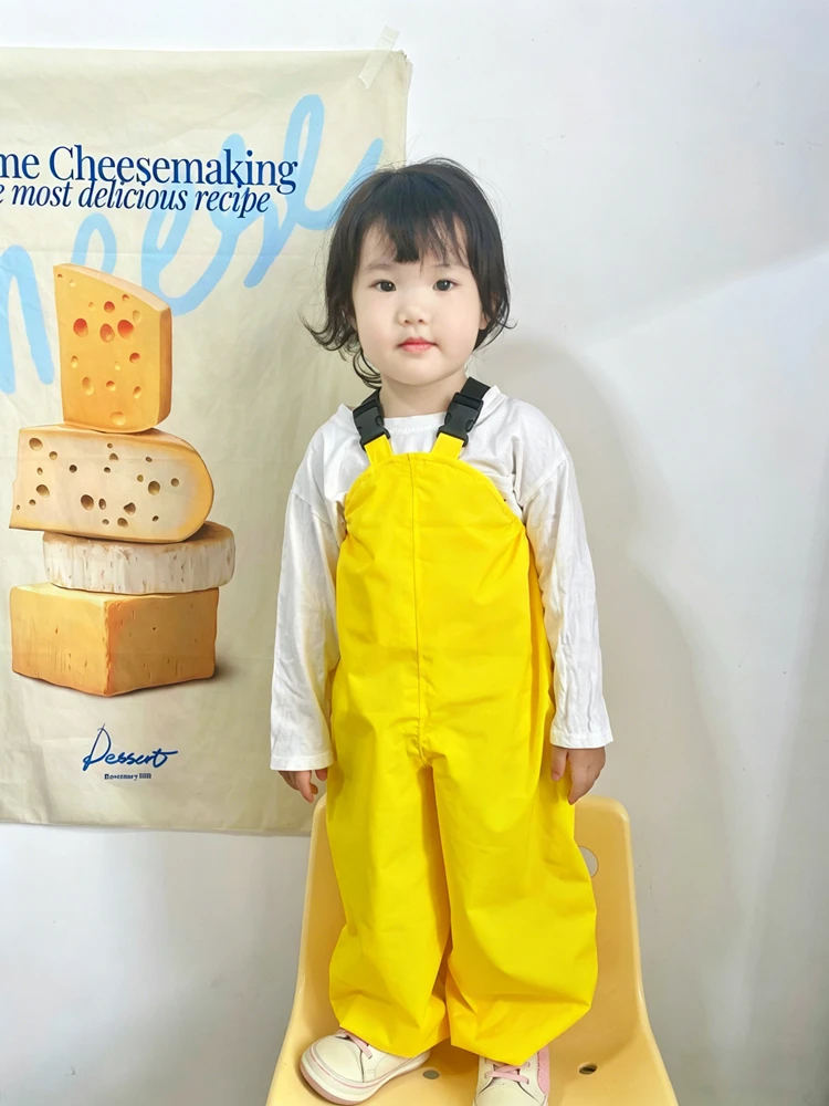 Cartoon Children Overalls Kids Rain Dungarees Windproof Waterproof Suspender Pants Boys And Girls Overalls Rain Pants