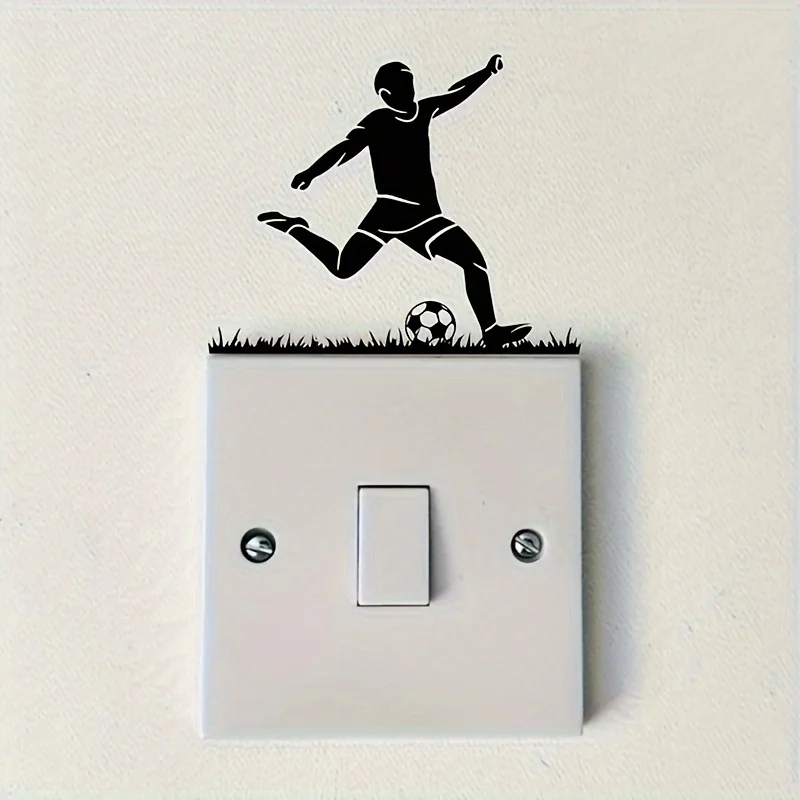 1pc Football Player Themed Switch Decor Wall Decal with Sport Silhouette,Self-Adhesive,Suitable for LivingRoom,Bedroom,Kids'Room